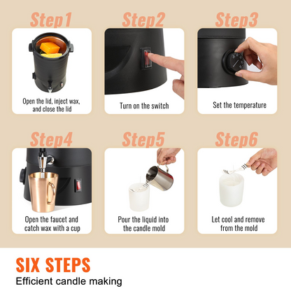 VEVOR 10L Electric Wax Melter for Candle Making | Large Capacity, Easy Pour Spout, 9-Level Temperature Control