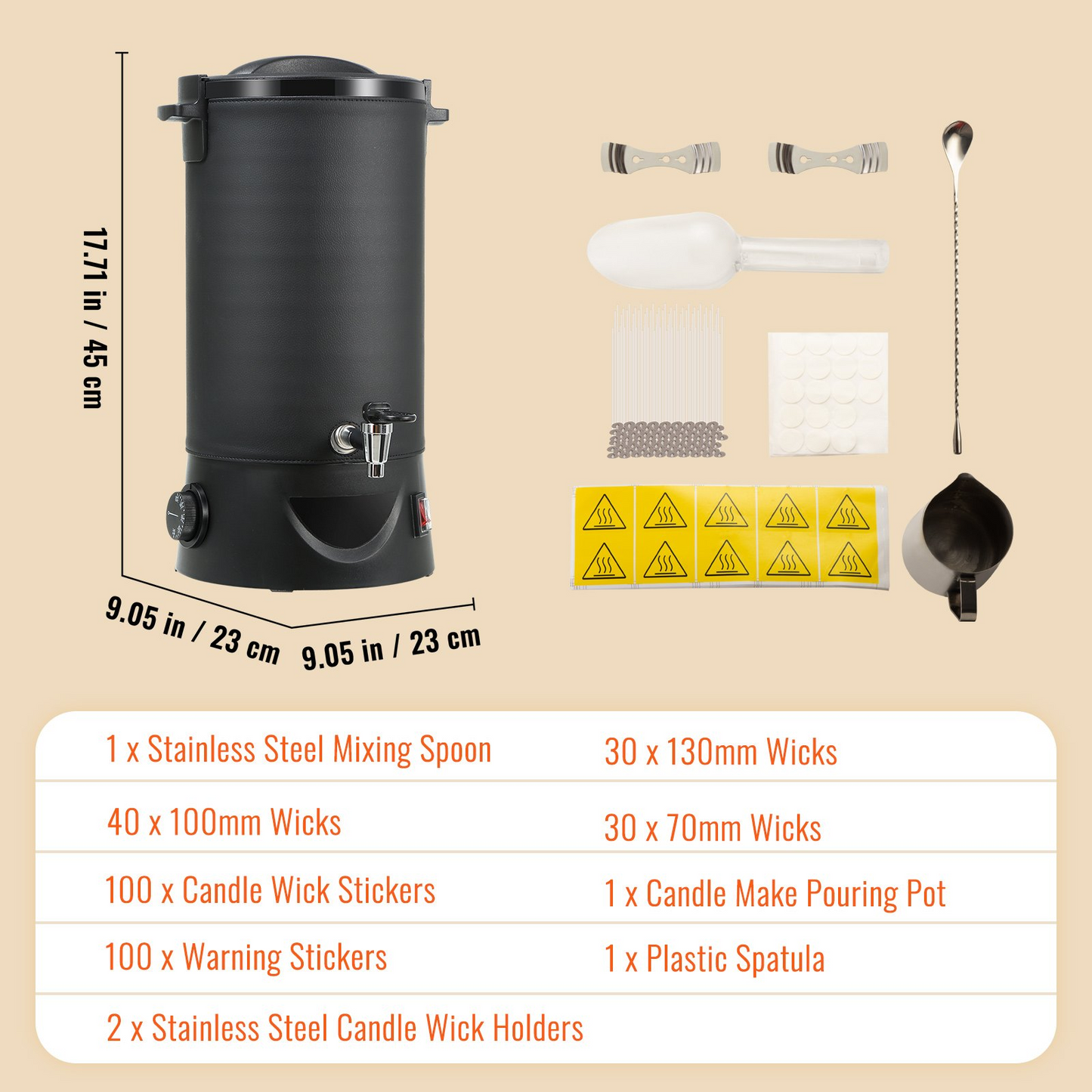 VEVOR 10L Electric Wax Melter for Candle Making | Large Capacity, Easy Pour Spout, 9-Level Temperature Control