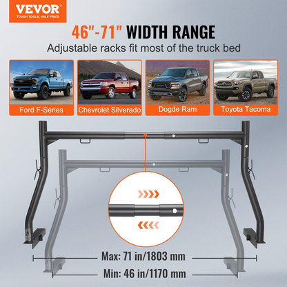 VEVOR Truck Rack | Extendable Steel Ladder Rack for Truck | 800 lbs Capacity