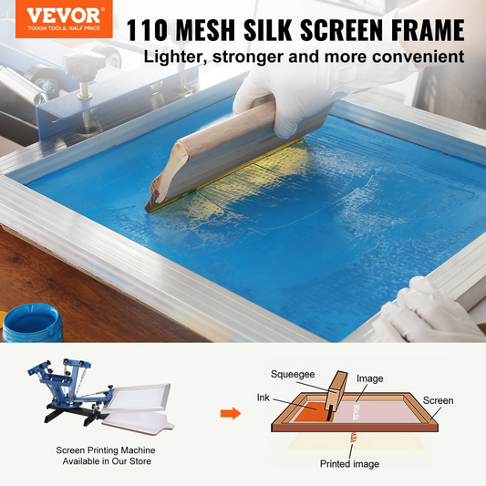 VEVOR Screen Printing Kit - 6 Aluminum Frames with High Tension Nylon Mesh for Professional Screen Printing Projects