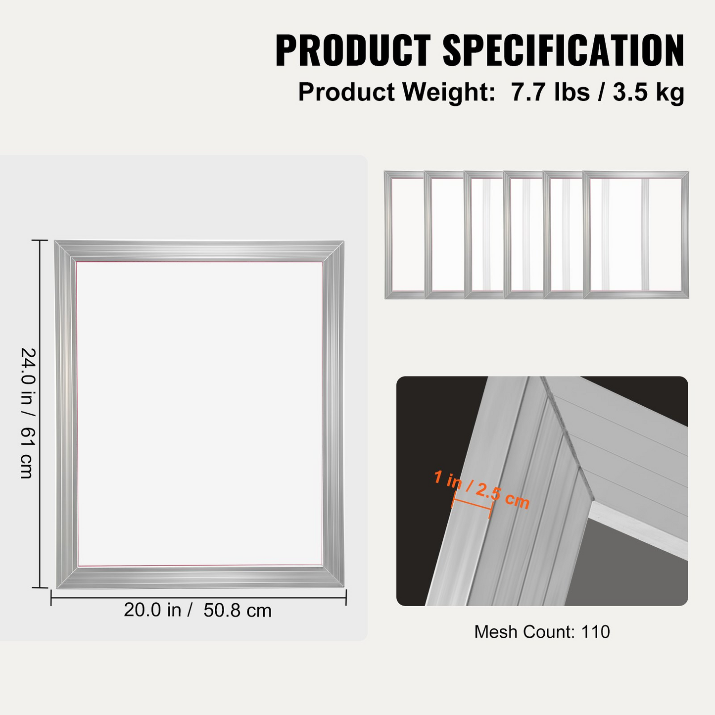 VEVOR Screen Printing Kit - 6 Aluminum Frames with High Tension Nylon Mesh for Professional Screen Printing Projects
