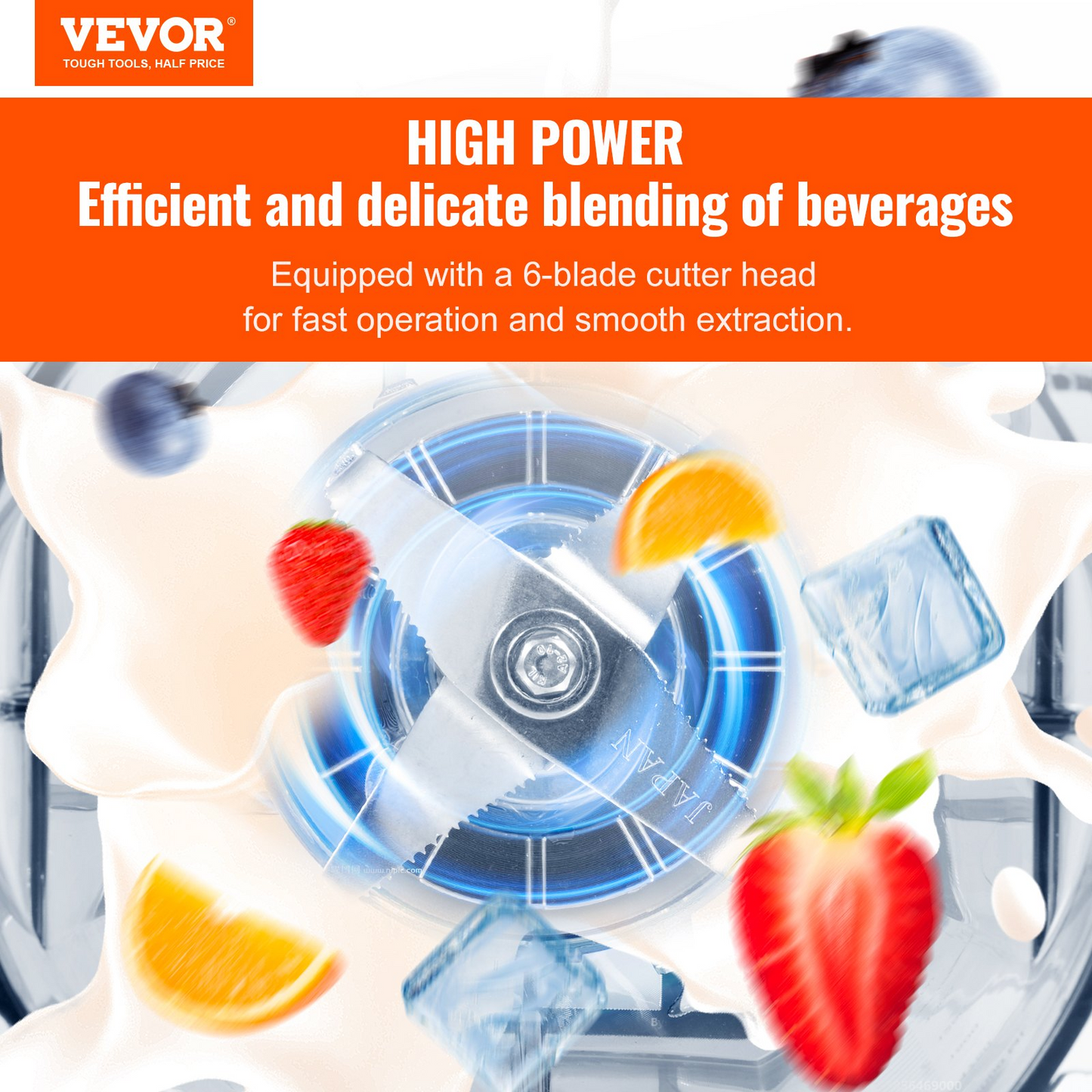 VEVOR Professional Blender with Quiet Shield - 2200W Motor, 68 oz Capacity, 9 Adjustable Speeds, 5 Versatile Functions, Black