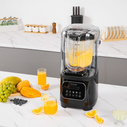 VEVOR Professional Blender with Quiet Shield - 2200W Motor, 68 oz Capacity, 9 Adjustable Speeds, 5 Versatile Functions, Black