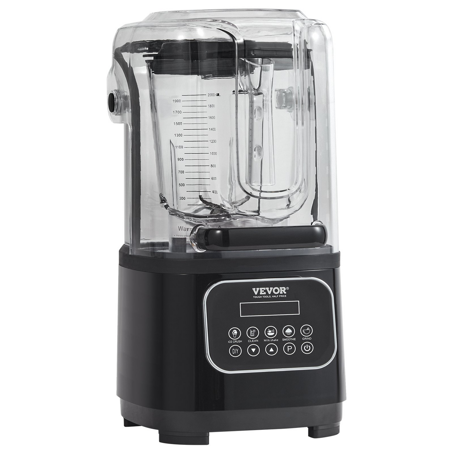 VEVOR Professional Blender with Quiet Shield - 2200W Motor, 68 oz Capacity, 9 Adjustable Speeds, 5 Versatile Functions, Black