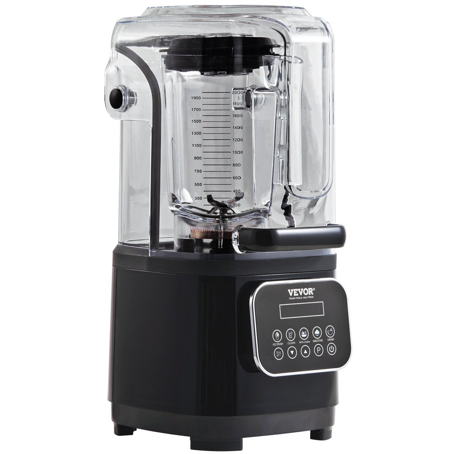 VEVOR Professional Blender with Quiet Shield - 2200W Motor, 68 oz Capacity, 9 Adjustable Speeds, 5 Versatile Functions, Black