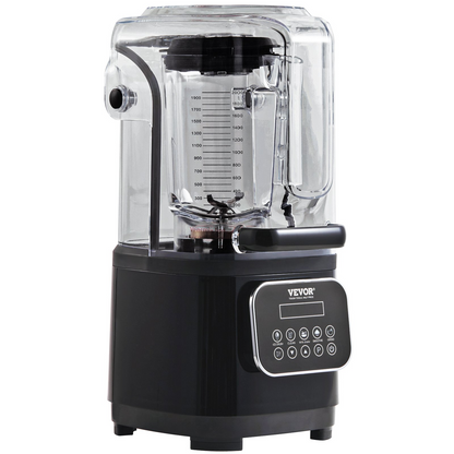 VEVOR Professional Blender with Quiet Shield - 2200W Motor, 68 oz Capacity, 9 Adjustable Speeds, 5 Versatile Functions, Black