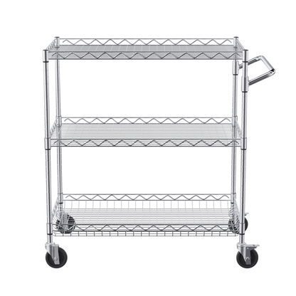 VEVOR 3-Tier Utility Cart Rolling Cart on Wheels 30"x18"x32.4" - Durable and Versatile