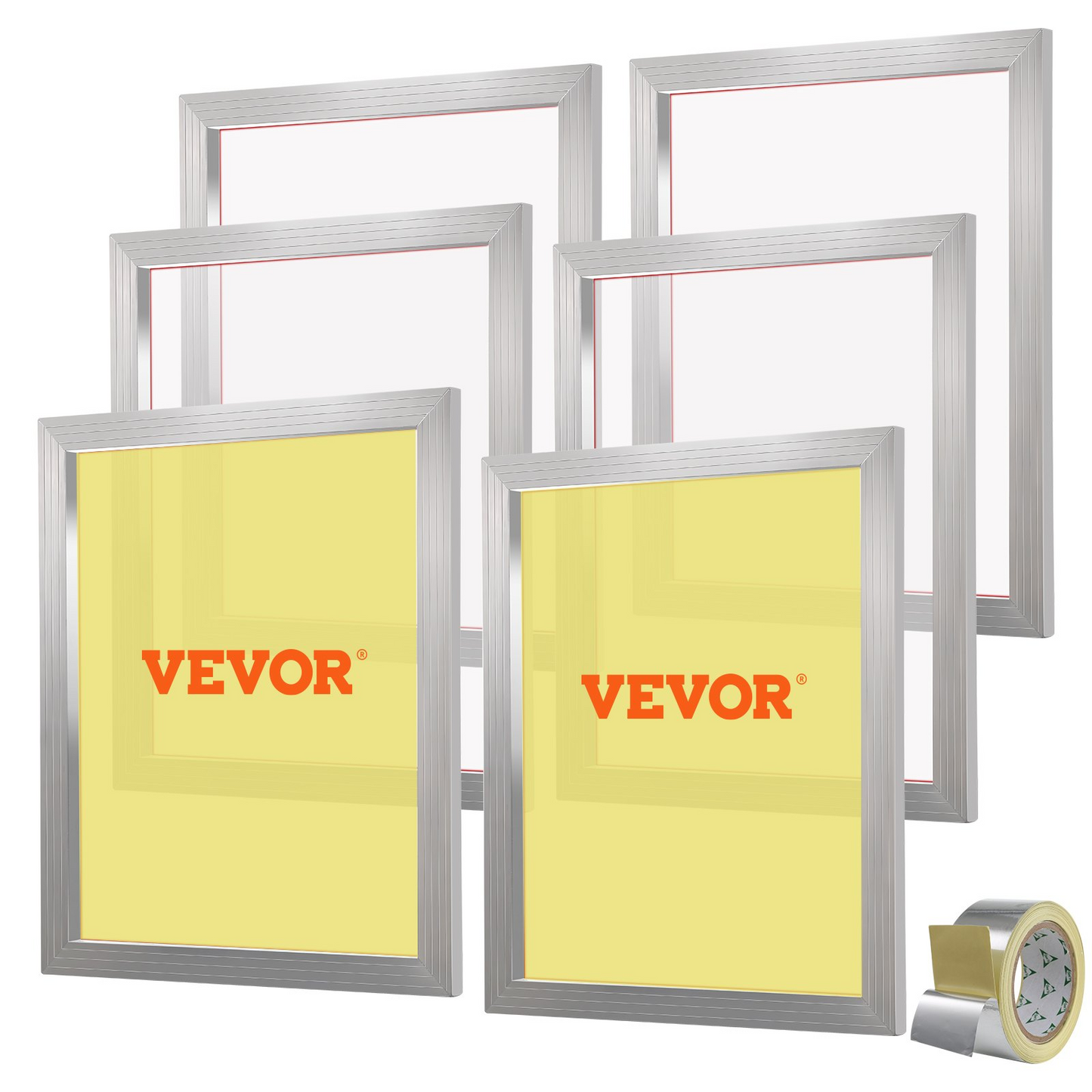 VEVOR Screen Printing Kit - 6 Aluminum Frames with High Tension Nylon Mesh for Professional Screen Printing Projects