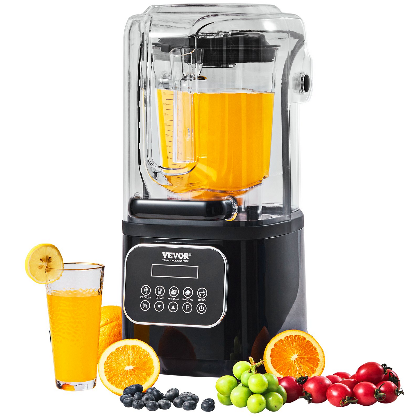 VEVOR Professional Blender with Quiet Shield - 2200W Motor, 68 oz Capacity, 9 Adjustable Speeds, 5 Versatile Functions, Black