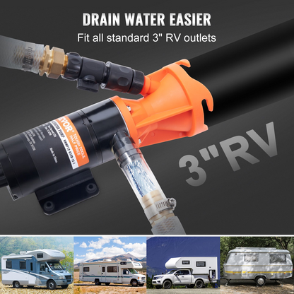 VEVOR RV Portable Macerator Pump - High-Performance 12V 12GPM Waste Pump with Quick Release for Effortless Waste Management in RVs, Boats, Campers