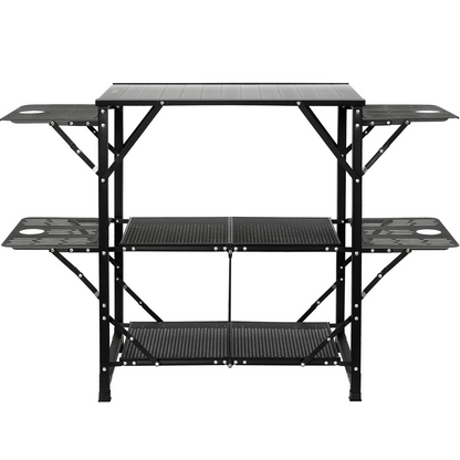 VEVOR Camping Kitchen Table - Portable Cook Station with Carrying Bag, 4 Side Tables & 2 Shelves, Durable Aluminum Frame - Perfect for Outdoor Cooking, BBQs & RV Trips