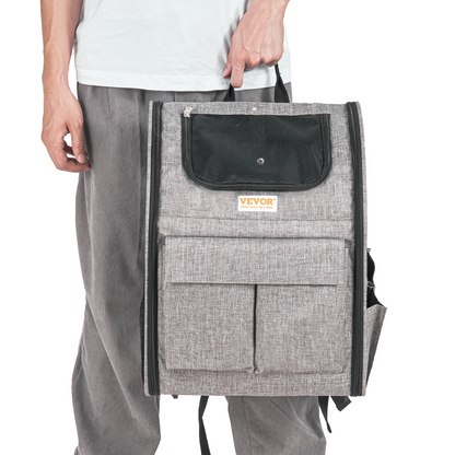 VEVOR Rolling Cat Carrier with Wheels - Stylish Grey Pet Carrier for Cats & Small Dogs Under 18 lbs - Durable & Travel-Friendly