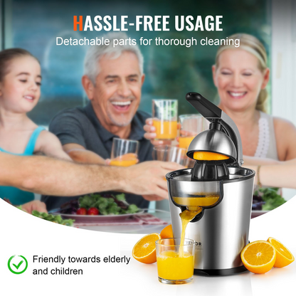 Electric Citrus Juicer - 300W Stainless Steel Orange Juice Maker, Soft Grip Handle, Dual Juicing Cones for Oranges, Grapefruits, Lemons & More