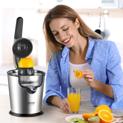 Electric Citrus Juicer - 300W Stainless Steel Orange Juice Maker, Soft Grip Handle, Dual Juicing Cones for Oranges, Grapefruits, Lemons & More