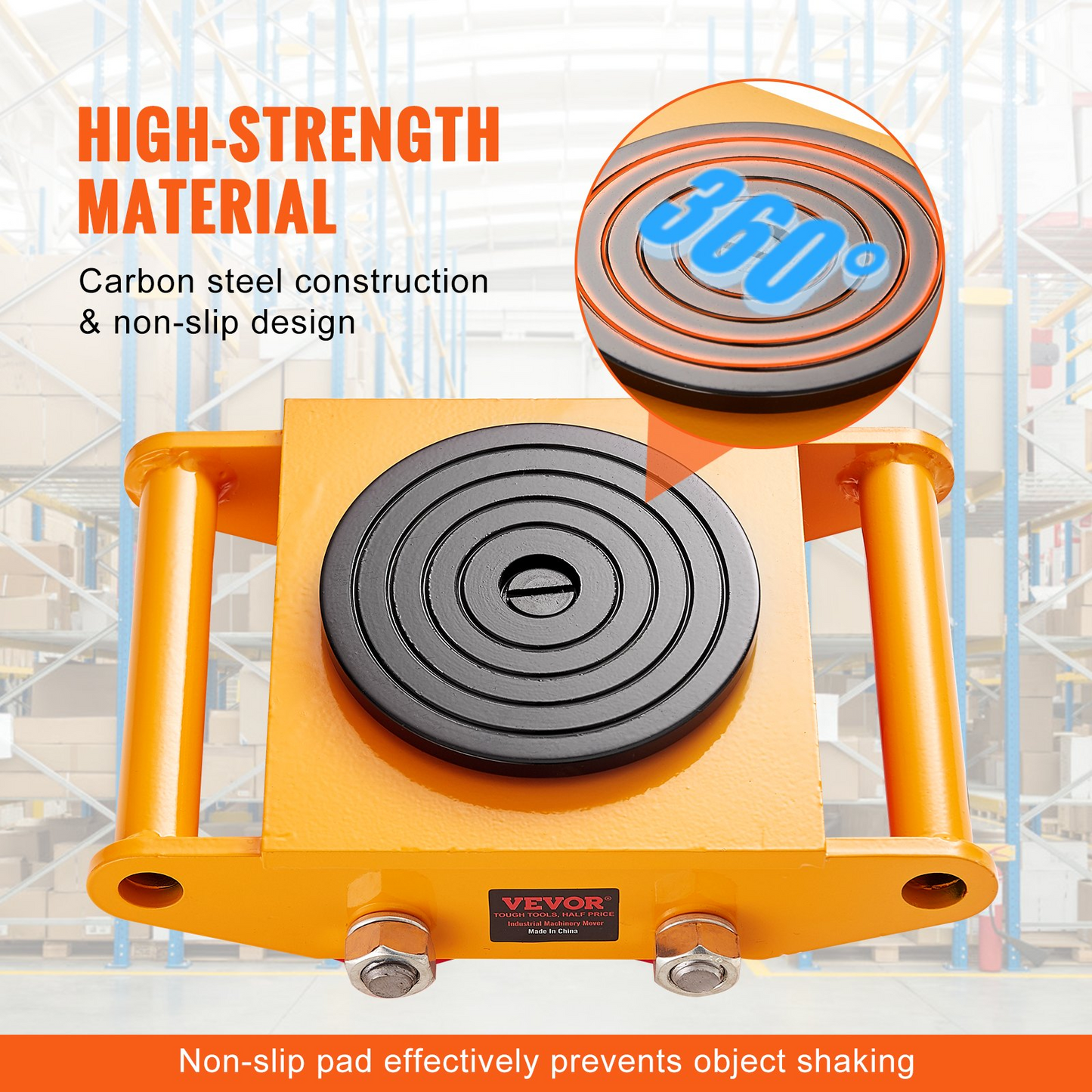 VEVOR Machinery Skate Dolly - 13,200 LBS Heavy Duty Carbon Steel Mover, 360° Rotation for Warehouses, Workshops, Factories