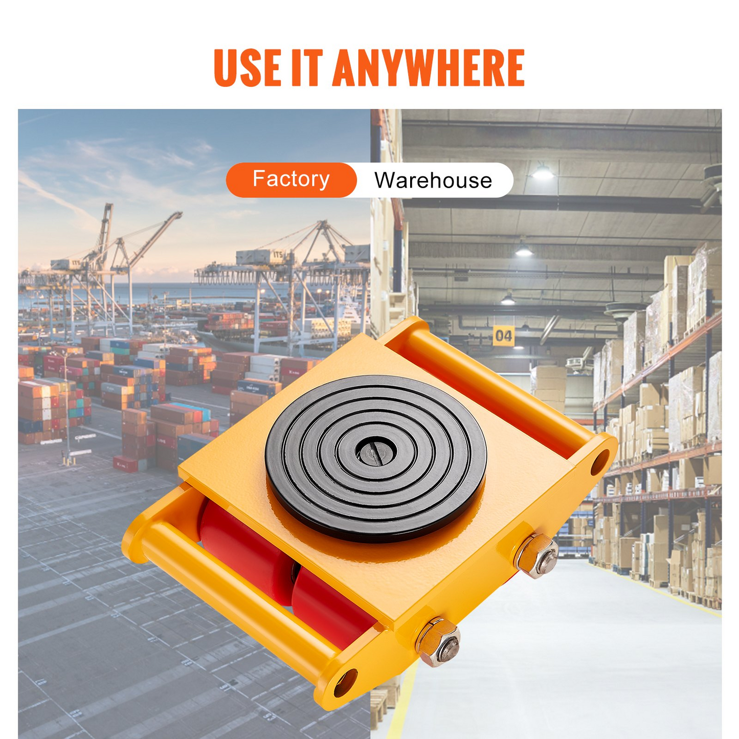 VEVOR Machinery Skate Dolly - 13,200 LBS Heavy Duty Carbon Steel Mover, 360° Rotation for Warehouses, Workshops, Factories