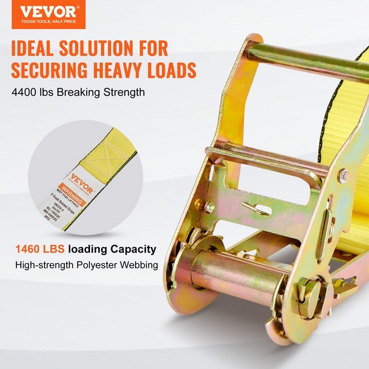 VEVOR Heavy Duty Ratchet Tie Down Straps (8 Pack) - 2" x 15' - 4400 lb Break Strength - Secure Cargo, Appliances & Lawn Equipment