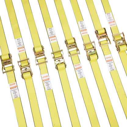 VEVOR Heavy Duty Ratchet Tie Down Straps (8 Pack) - 2" x 15' - 4400 lb Break Strength - Secure Cargo, Appliances & Lawn Equipment
