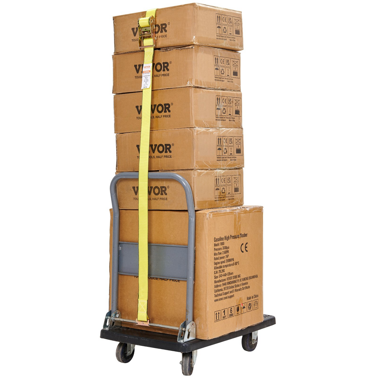 VEVOR Heavy Duty Ratchet Tie Down Straps (8 Pack) - 2" x 15' - 4400 lb Break Strength - Secure Cargo, Appliances & Lawn Equipment