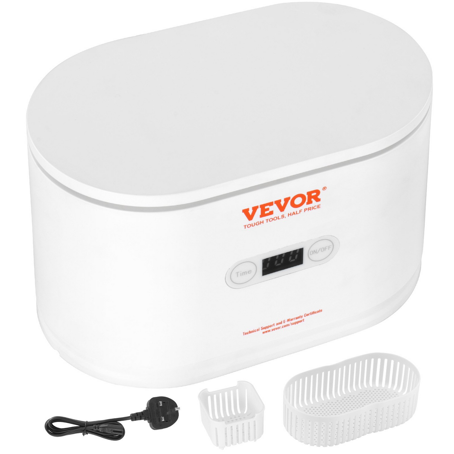 VEVOR Ultrasonic Jewelry Cleaner 22oz with 5 Digital Timer, Portable Sonic Cleaner with 2 Cleaning Baskets for Eyeglasses, Watches, Dentures, Rings