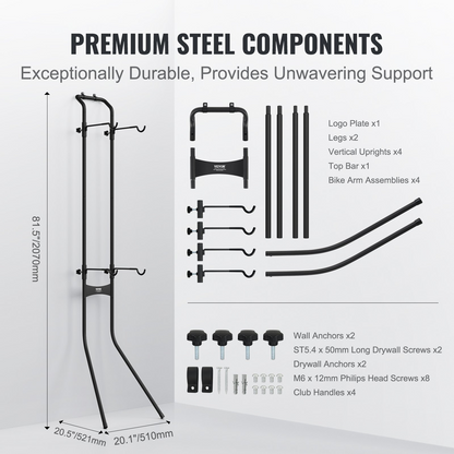 VEVOR 2 Bike Storage Rack - Free Standing Gravity Wall Vertical Bike Rack - Easy Assembly - Sturdy Steel - Holds Up to 90 lbs