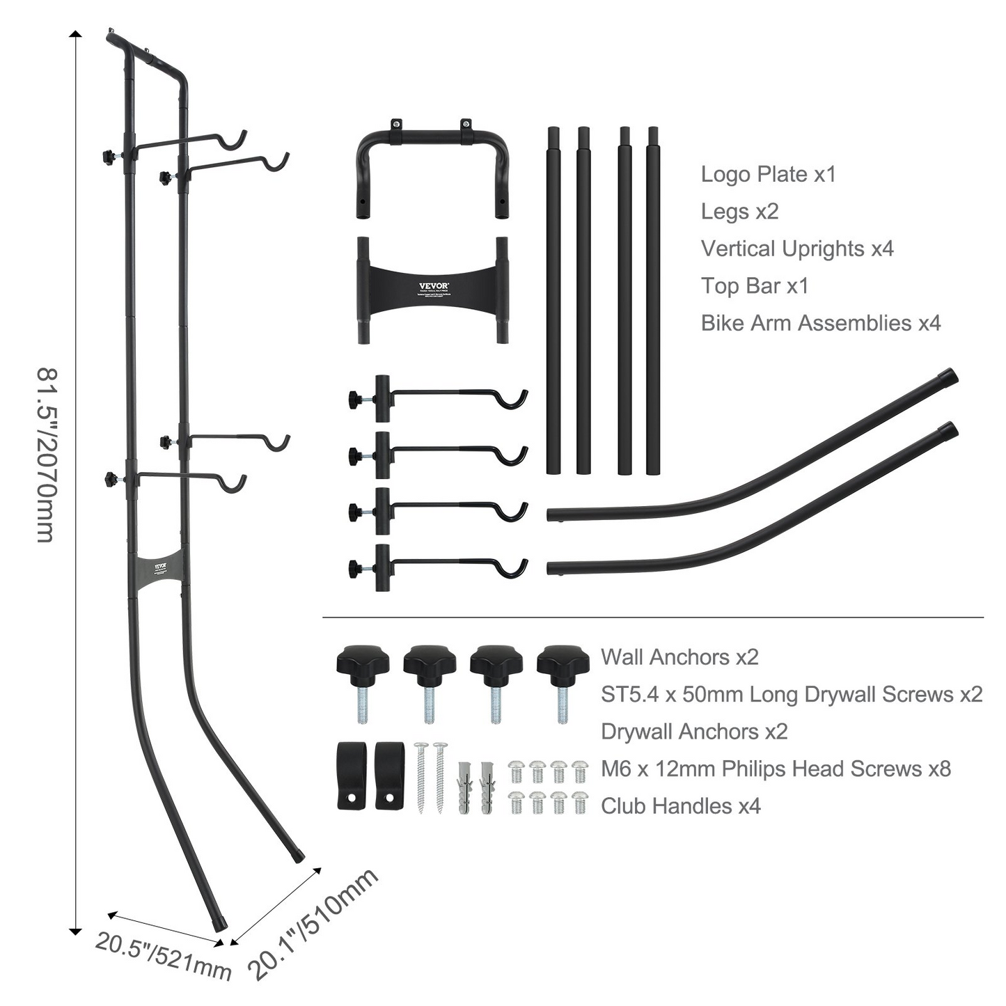 VEVOR 2 Bike Storage Rack - Free Standing Gravity Wall Vertical Bike Rack - Easy Assembly - Sturdy Steel - Holds Up to 90 lbs