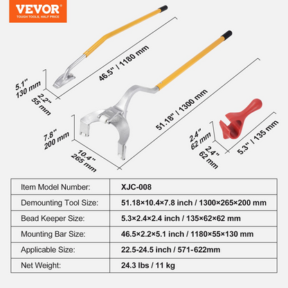 VEVOR Truck Tire Changer Mount Demount 22.5-24.5 in Radial Bias Ply/Tubeless Tire