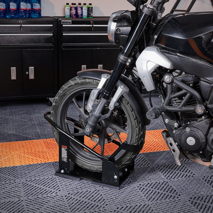 VEVOR Heavy-Duty Motorcycle Wheel Chock - Adjustable Front Wheel Stand for Off-Road & Standard Motorcycles, 1800 lbs Capacity - Secure & Stable Support