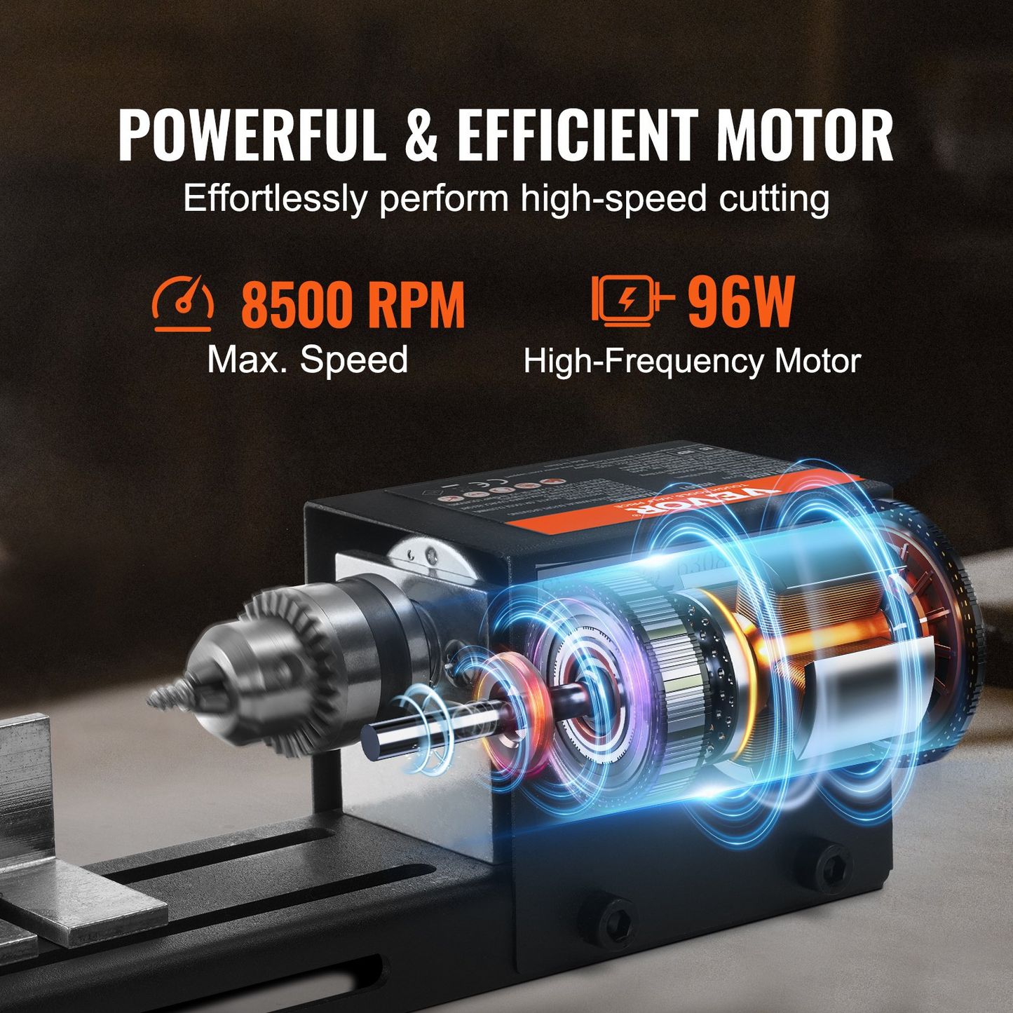 VEVOR Mini Lathe Machine - 2.76 x 6.3 in, 96W 24VDC Motor, 7 Adjustable Speeds, Perfect for DIY Woodworking Projects with Comprehensive Accessory Kit
