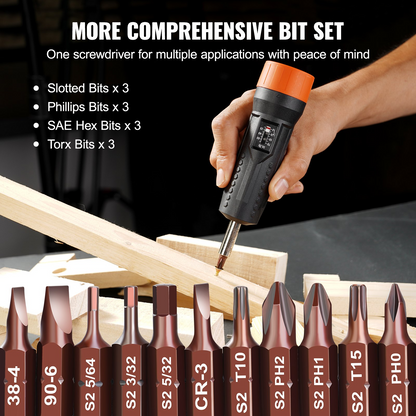 VEVOR 1/4" Drive Torque Screwdriver Wrench Set | Precision Torque Adjustment 10-70 in-lbs | 12 Driver Bits & Magnetic Function | Durable Case Included