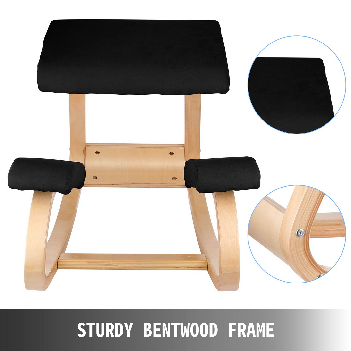 VEVOR Wooden Ergonomic Kneeling Chair with Memory Seat Cushion - Relieve Body Pain and Correct Posture