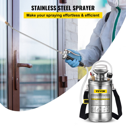 VEVOR 1.5Gal Stainless Steel Sprayer - Adjustable Nozzle, Reinforced Hose