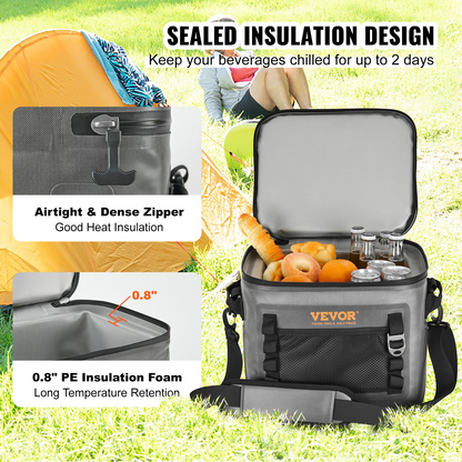 VEVOR Soft Cooler Bag - Leakproof & Waterproof Insulated Cooler for Outdoor Adventures - 24 Can Capacity, Lightweight & Portable with Built-in Bottle Opener