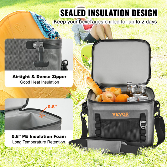 VEVOR Soft Cooler Bag - Leakproof & Waterproof Insulated Cooler for Outdoor Adventures - 24 Can Capacity, Lightweight & Portable with Built-in Bottle Opener