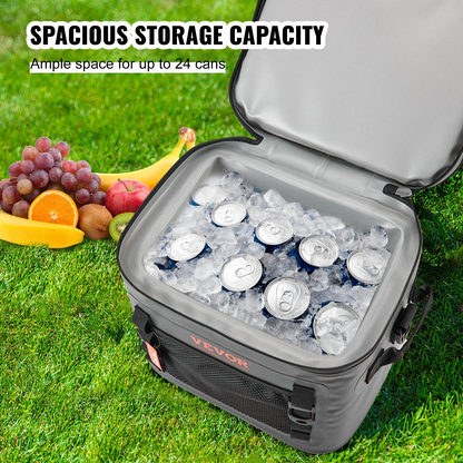VEVOR Soft Cooler Bag - Leakproof & Waterproof Insulated Cooler for Outdoor Adventures - 24 Can Capacity, Lightweight & Portable with Built-in Bottle Opener