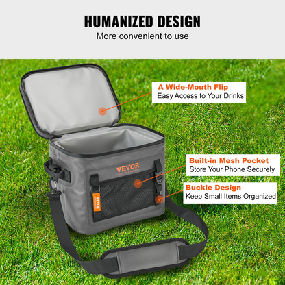 VEVOR Soft Cooler Bag - Leakproof & Waterproof Insulated Cooler for Outdoor Adventures - 24 Can Capacity, Lightweight & Portable with Built-in Bottle Opener
