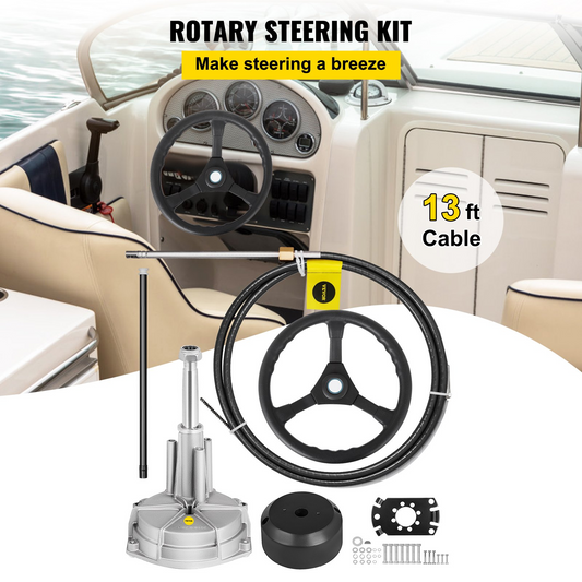 VEVOR 13' Outboard Steering System with 13" Wheel - Precision Boat Control & Navigation