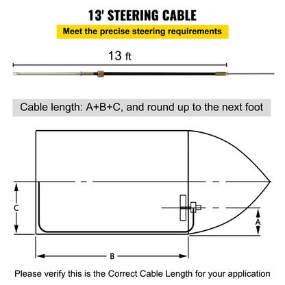 VEVOR 13' Outboard Steering System with 13" Wheel - Precision Boat Control & Navigation