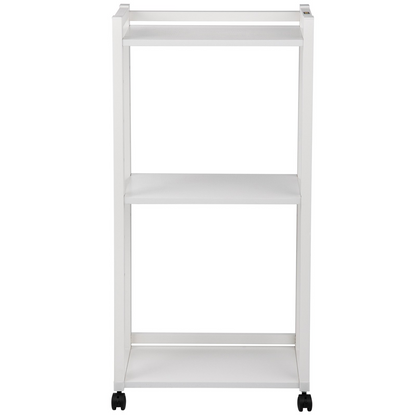 VEVOR 3-Tier Rolling Printer Cart - Adjustable Storage Shelf Rack with Lockable Wheels, White