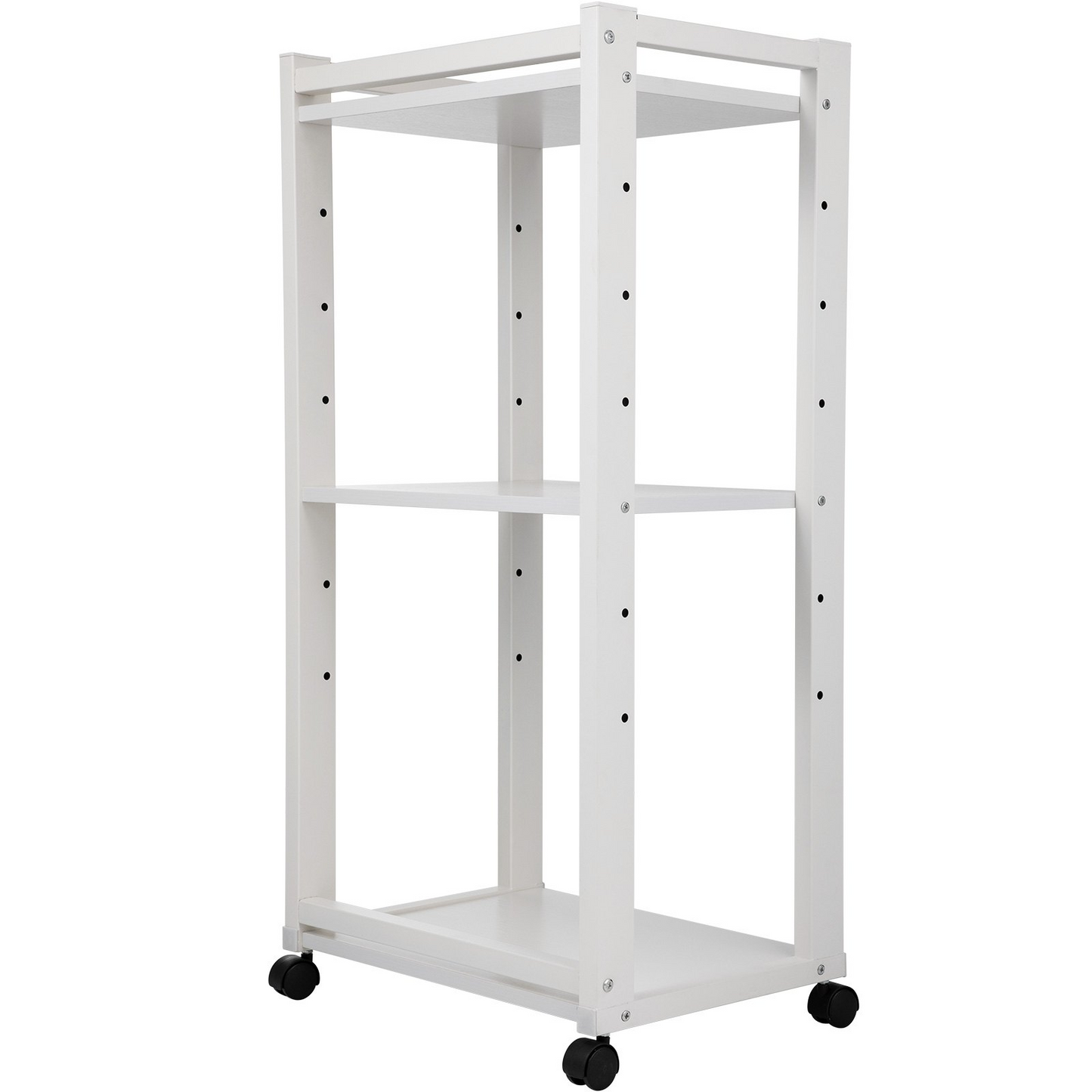 VEVOR 3-Tier Rolling Printer Cart - Adjustable Storage Shelf Rack with Lockable Wheels, White