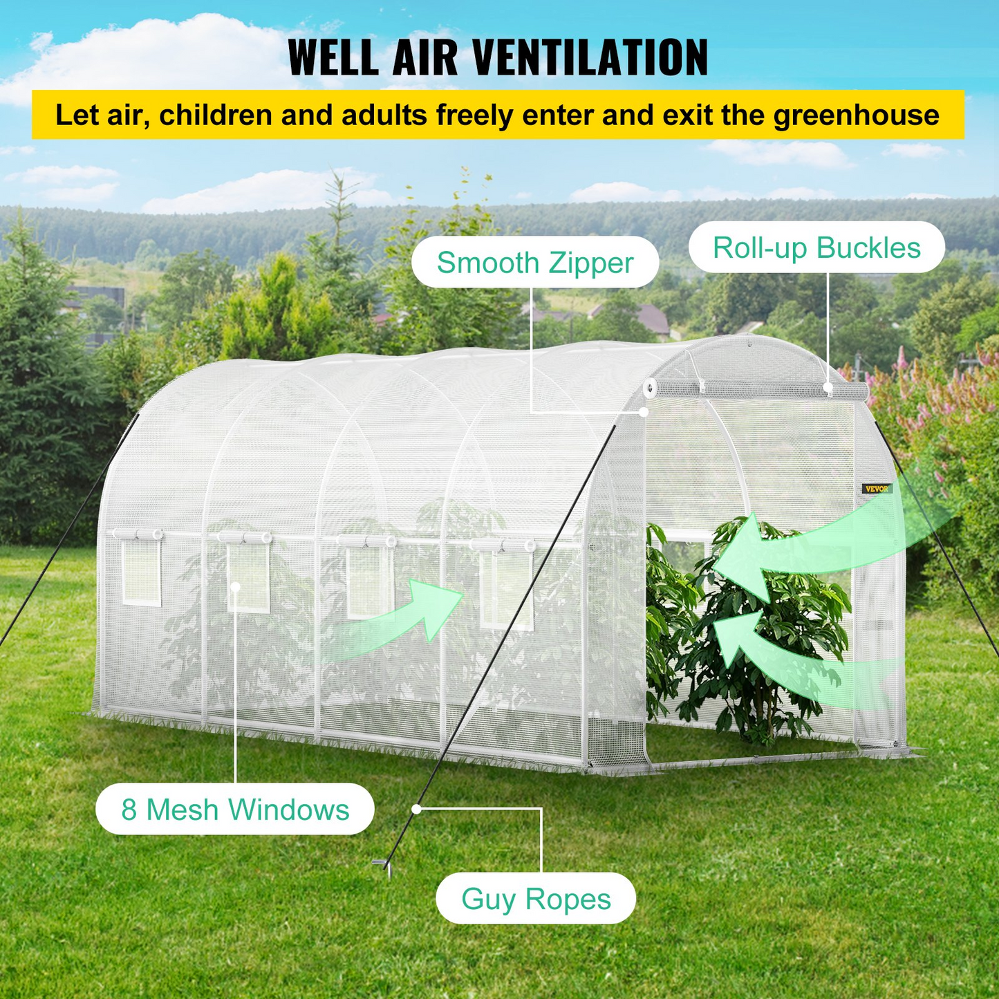 VEVOR 15x7x7 ft Walk-in Tunnel Greenhouse | Portable Plant Hot House