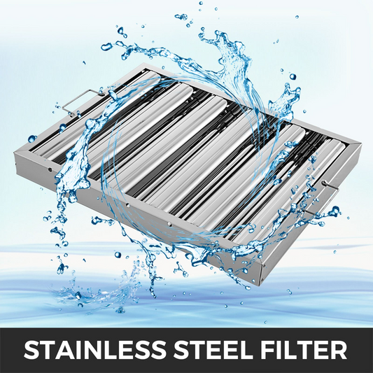 VEVOR Pack of 6 Stainless Steel Commercial Kitchen Hood Filters | Durable 430 Stainless Steel | Optimal Grease Removal | Fast Installation & Maintenance