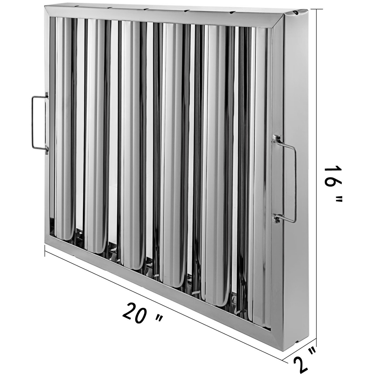 VEVOR Pack of 6 Stainless Steel Commercial Kitchen Hood Filters | Durable 430 Stainless Steel | Optimal Grease Removal | Fast Installation & Maintenance