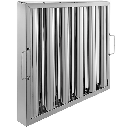 VEVOR Pack of 6 Stainless Steel Commercial Kitchen Hood Filters | Durable 430 Stainless Steel | Optimal Grease Removal | Fast Installation & Maintenance