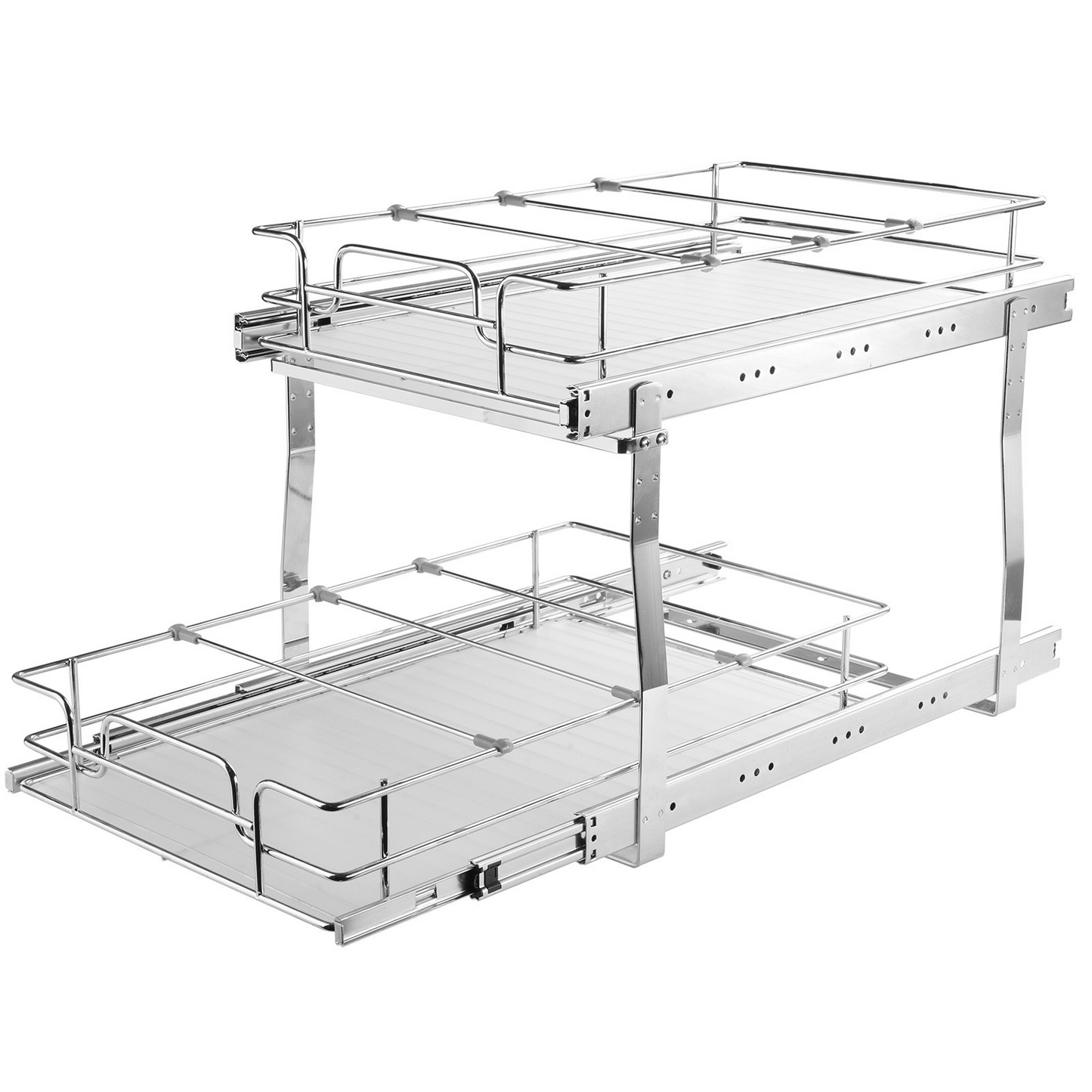 VEVOR 2 Tier Pull Out Cabinet Organizer - 14"W x 21"D Heavy Duty Slide Out Pantry Shelves for Kitchen & Bathroom Storage
