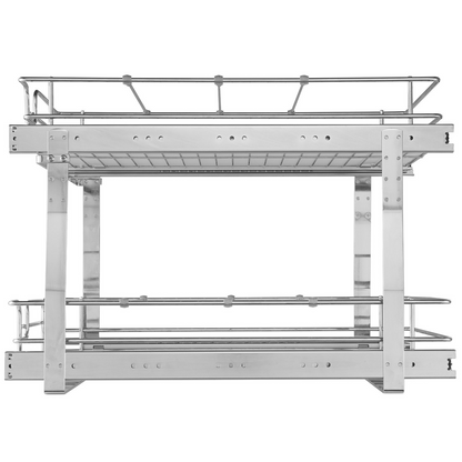 VEVOR 2 Tier Pull Out Cabinet Organizer - 14"W x 21"D Heavy Duty Slide Out Pantry Shelves for Kitchen & Bathroom Storage