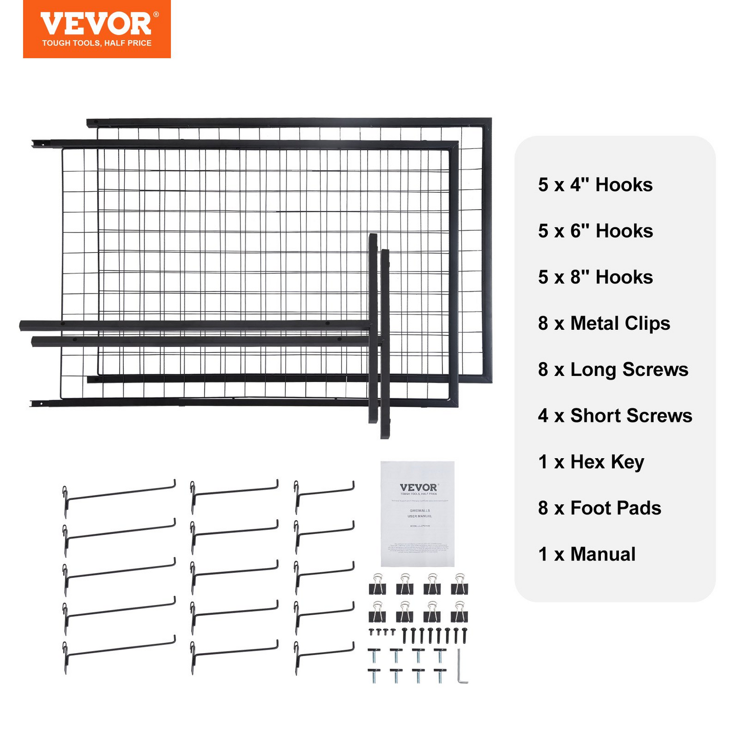 VEVOR 2' x 5.6' Grid Wall Panels Tower - Wire Gridwall Display Racks for Art Craft Shows and Retail Display