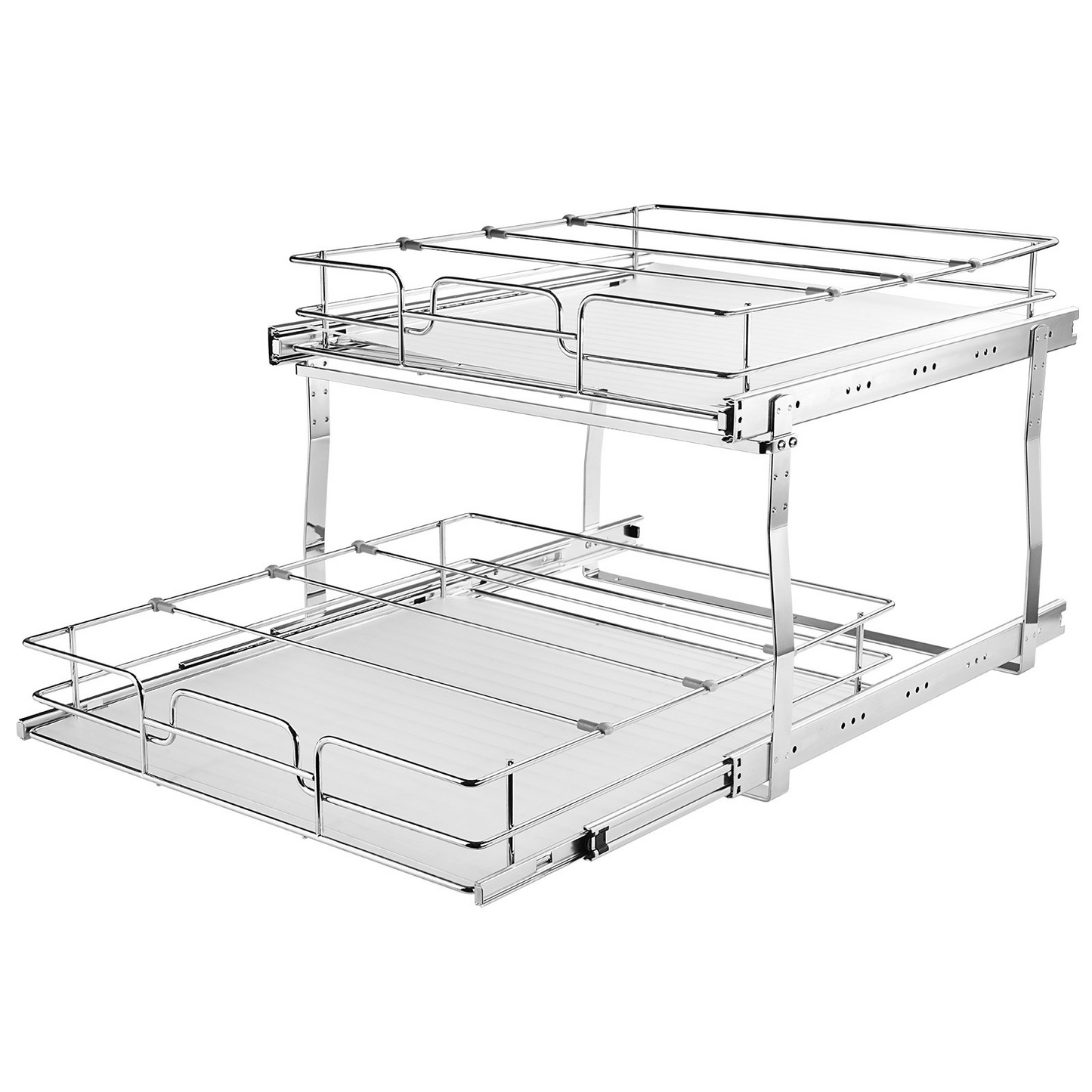 VEVOR 2 Tier 17"W x 21"D Pull Out Cabinet Organizer | Heavy Duty Slide Out Pantry Shelves