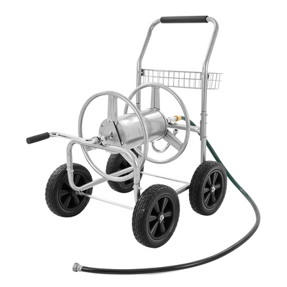 VEVOR Heavy Duty Hose Reel Cart - 300 ft Capacity, 4-Wheel Garden Water Hose Storage with Convenient Basket