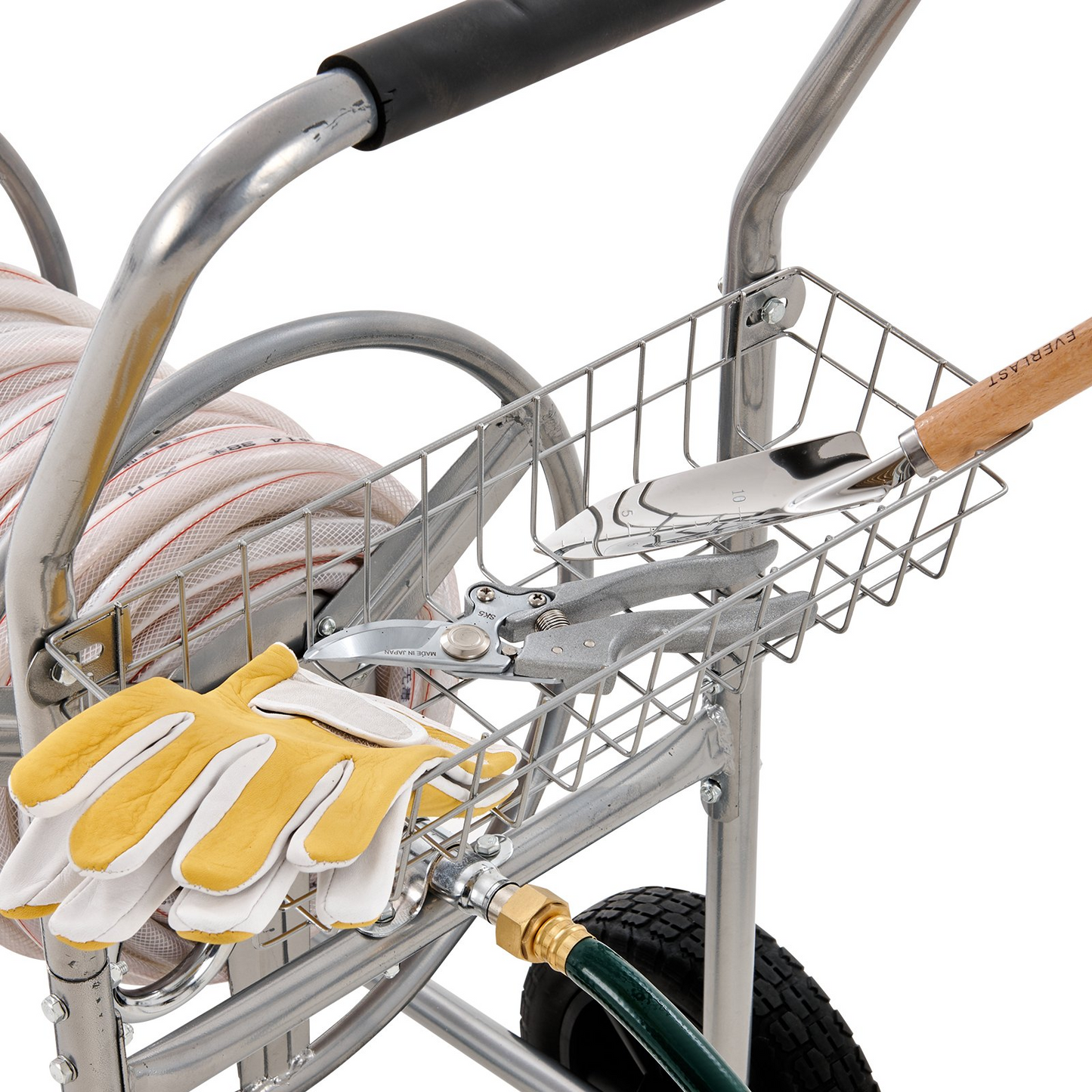 VEVOR Heavy Duty Hose Reel Cart - 300 ft Capacity, 4-Wheel Garden Water Hose Storage with Convenient Basket